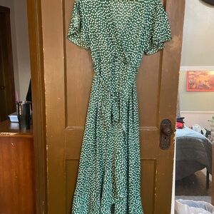Simple Green and White Maxi Dress